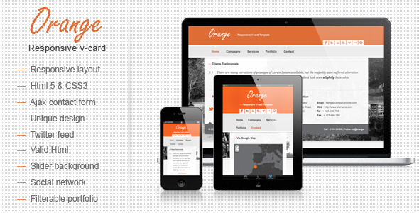 Orange Responsive V-card Template Nulled Nulled - Free Download
