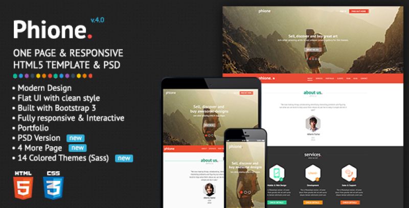 Phione - Onepage Parallax Responsive HTML Template Nulled Nulled - Free Download