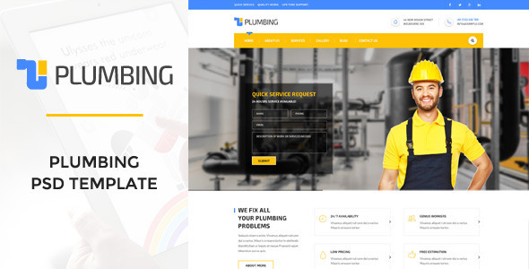 Plumbing - Handy Man PSD Template Nulled Nulled Free Download