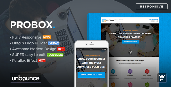 ProBox - SaaS Unbounce Landing Page Template Nulled Nulled Free Download