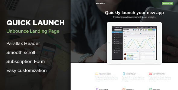 QuickLaunch - Responsive Unbounce Landing Page Nulled Nulled Free Download
