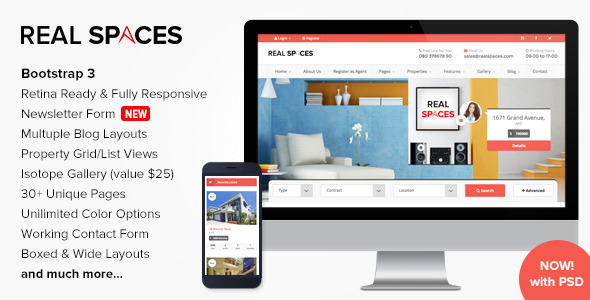 Real Spaces - Responsive Properties Directory Template Nulled Nulled Free Download