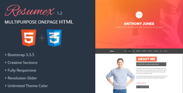 ResumeX Html - Multipurpose One Page Portfolio Nulled Nulled - Free Download