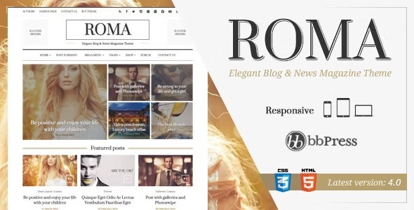 ROMA - Elegant Blog & Magazine Theme Nulled Nulled Free Download