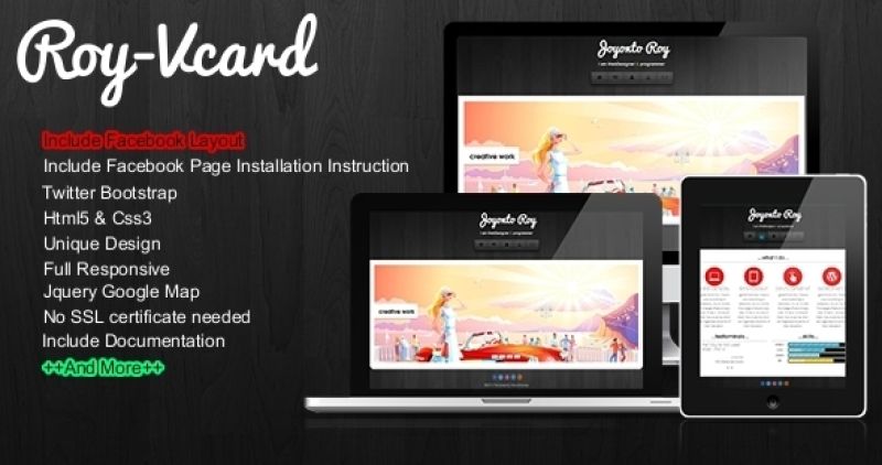 Roy - Responsive Vcard With Facebook Layout Nulled Nulled - Free Download