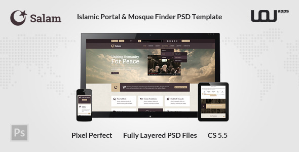 Salam - Religion Portal & Mosque Finder PSD Template Nulled Nulled - Free Download