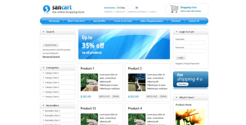 SANCART HTML SHOPPING CART TEMPLATE Nulled - Download Free Nulled