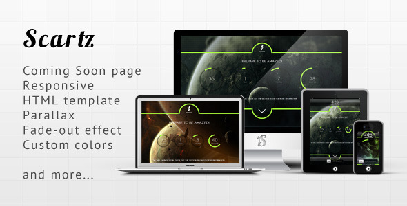 Scartz - Responsive Parallax Coming Soon Template Nulled Nulled - Free Download