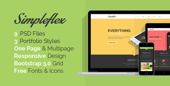 Simpleflex - OnePage & MultiPage Flat PSD template Nulled Nulled - Free Download