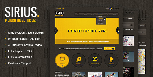 Sirius - Clean Style Portfolio PSD Template Nulled