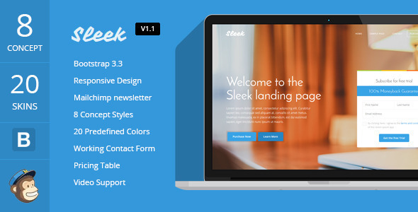 Sleek with Mobirise Responsive Bootstrap Landing Page Builder Nulled Nulled - Free Download