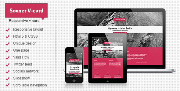 Sooner Responsive One Page V-card Template Nulled Nulled - Free Download