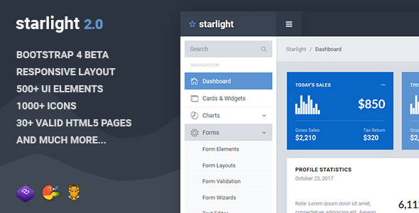 Starlight Responsive Bootstrap 4 Admin Dashboard Template Nulled Nulled - Free Download