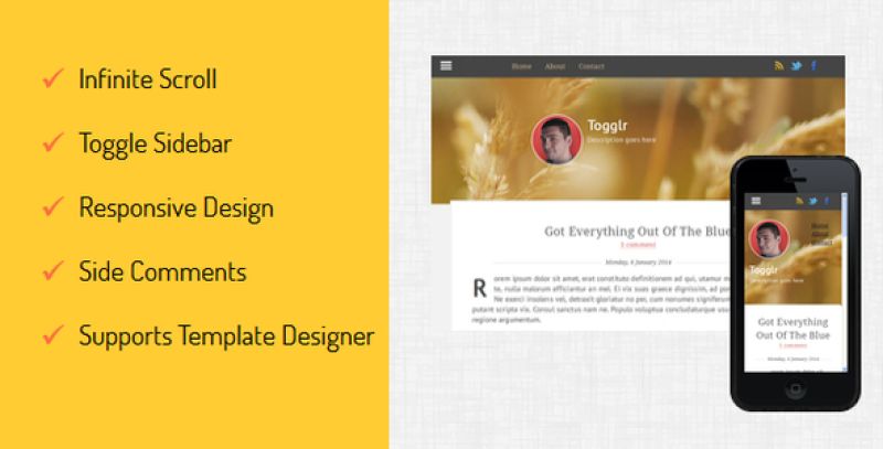 Togglr - Clean Responsive Blogger Template Nulled Nulled - Free Download