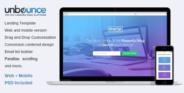 Unbounce Landing Page Template for Startups Nulled Nulled - Free Download