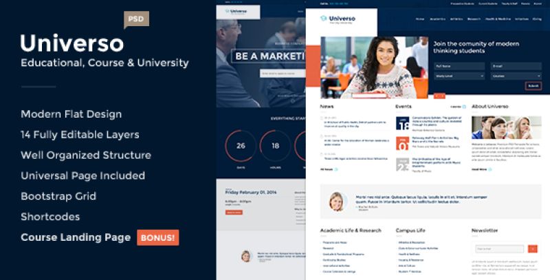 Universo - Educational, Course and University PSD Nulled Nulled - Free Download