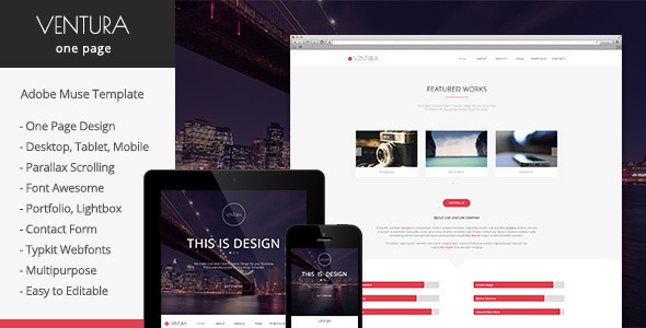 Ventura - Parallax One Page Muse Template Nulled Nulled - Free Download