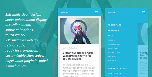 Vibrant: A Super Sharp WordPress Mobile Theme Nulled Nulled - Free Download