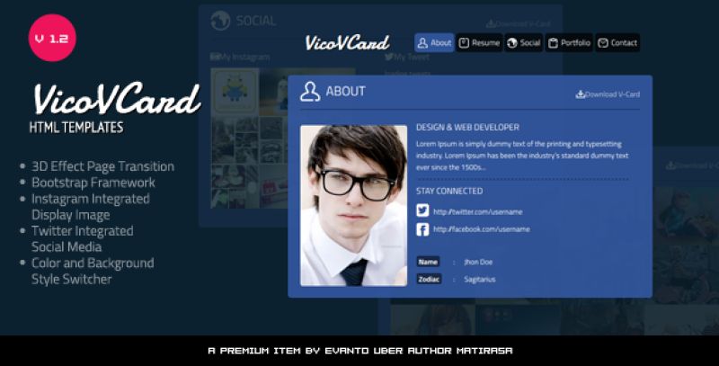 Vico V Card - Roundabout Resume Template Nulled Nulled - Free Download
