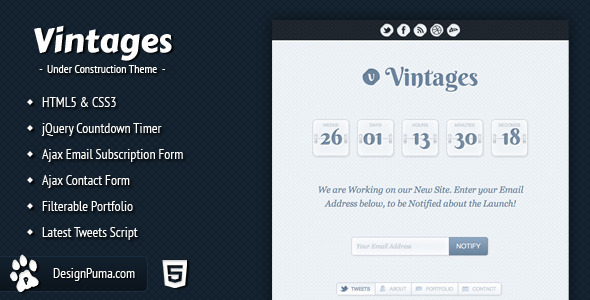 Vintages - Under Construction Theme Nulled