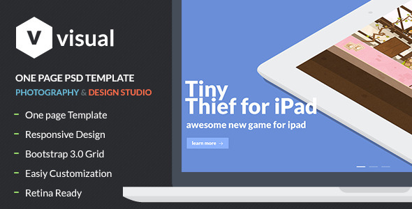 Visual - Multipurpose Flat Onepage PSD Design Nulled