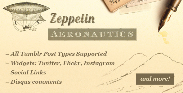 Zeppelin - Vintage Style Tumblr Theme Nulled Nulled - Free Download